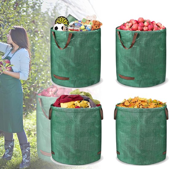 Tuinafvalzakken met Handgrepen - Herbruikbare Vuilniszakken - Tuin Opruimen - UV-Bestendig en Waterafstotend - 272 Liter Inhoud - Groen