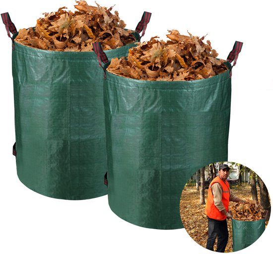 Tuinafvalzakken - Set van 2 272 Liter - opvouwbare Tuinzak - Tuinafvalemmer - Groenafval Zak - Zak voor Tuinafval - herbruikbaar - 76 x 67 cm - Groen