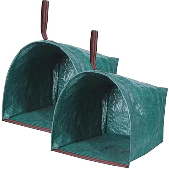 Tuinafvalzakken van 270 liter, set van 2, met grote opening voor een stoffer en blik, inclusief tuinhandschoenen | Opvouwbare containers voor bladeren, grasmaaisel, feestjes, wasgoed en kamperen van Merkloos	