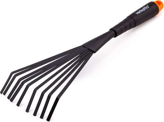 Tuinbezem Staal - Handhark Blad - Tuin Opruimen - 9 Elastische Tanden - 12 cm Werkbreedte - Zwart