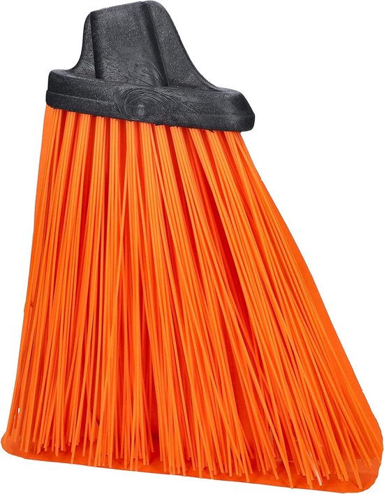 Tuinbezemkop met gemonteerde handgreepbeugel - lange stijve buitenharen voor patio oprit caravan en garage - Oranje multi-oppervlak tuinborstel voor vloervegen schoonmaken van Merkloos	