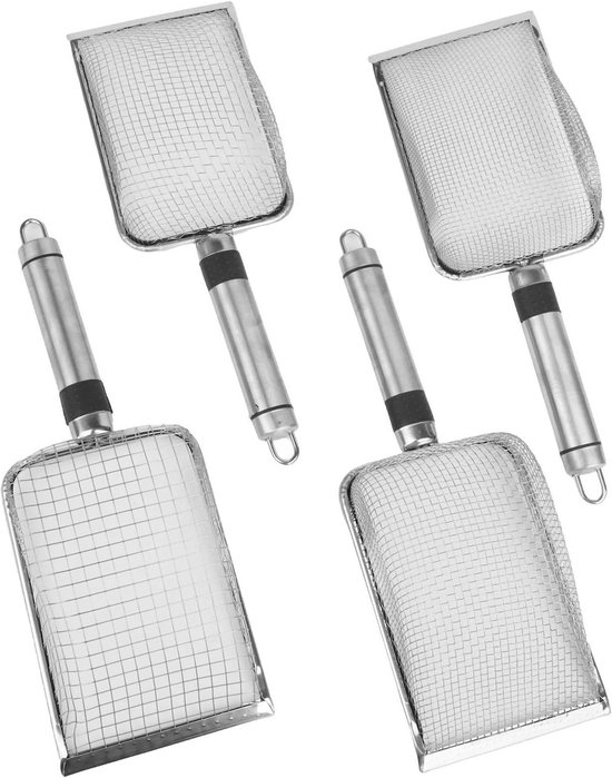 Tuinbodemzeef Set - Compost Zandzeef - Grond Zeven - Vier Maasopties - 30 x 10 x 10 cm - Zilver