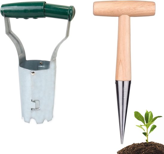 Tuinbollenplanter Set met automatische grondverwijderaar voor het graven/opvullen van gaten voor tulpen, narcissen, dahlia's en groenten. van Merkloos	