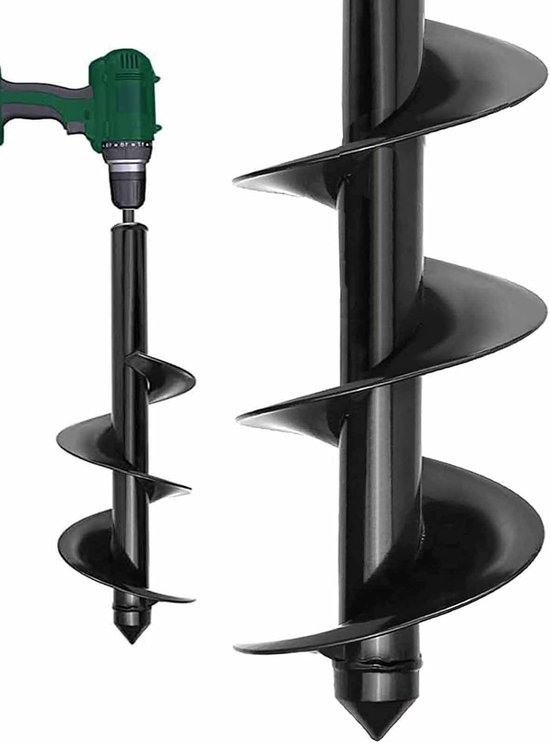 Tuinboor - Grondboor - Planten Gaten Boren - Zware Kwaliteit - 9 x 40 cm - Zwart
