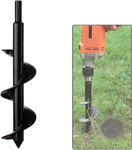 Tuinboor / Grondboor – Roestvrijstalen set voor het planten van bloemen en het boren van diepe gaten – Geschikt voor planten, bomen en struiken (diameter 8 cm, lengte 30 cm)