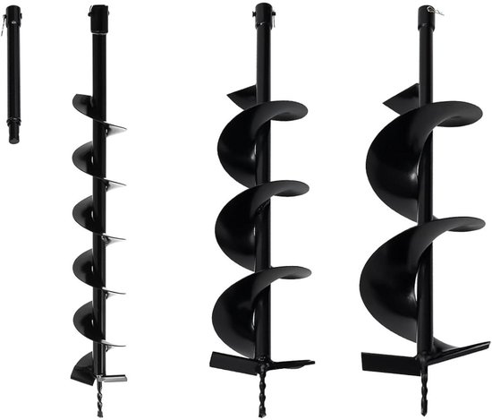 Tuinboor Set - Grondboren - Gaten Boren - Extra Lange Lengte - 3 Stuks - Zwart