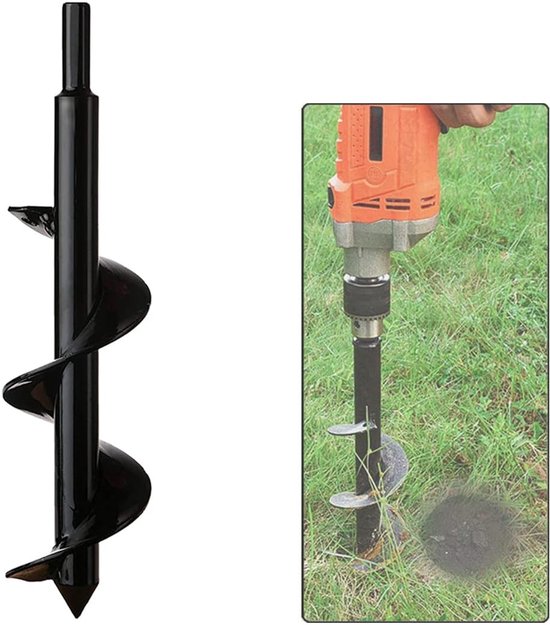 Tuinboormachine, zeshoekige roestvrijstalen staaf, thermische boor, graaft gaten voor diepe cultivatie, praktisch plantgereedschap voor het planten van bloemen, bomen en struiken (diameter: 8 cm, breedte: 30 cm) van Merkloos	
