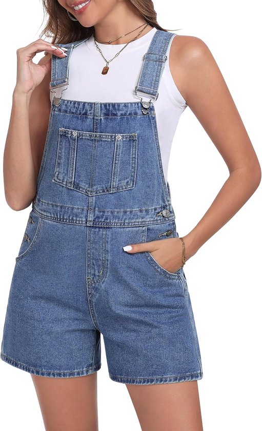 Tuinbroek dames korte jeans overall casual zomer baggy bib denim shorts jumpsuits met verstelbare bandjes mode