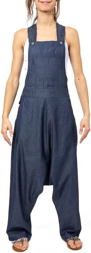 Tuinbroek harembroek denim zacht licht Dina - maat S tot XXXL blauw