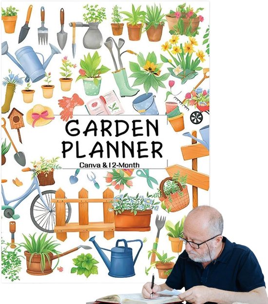 Tuindagboek - Plantenplanner Agenda - Tuin Organiseren - 12 Maanden Ondersteuning - 258 x 21 cm - Decoratief