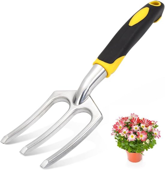 Tuindrietand - 28*8cm - PVC-handvat + magnesium - aluminiumlegering - tuingereedschap - voor planten, verplanten, wieden en dragen - voor het losmaken van de grond, wieden en graven van gaten van Merkloos	