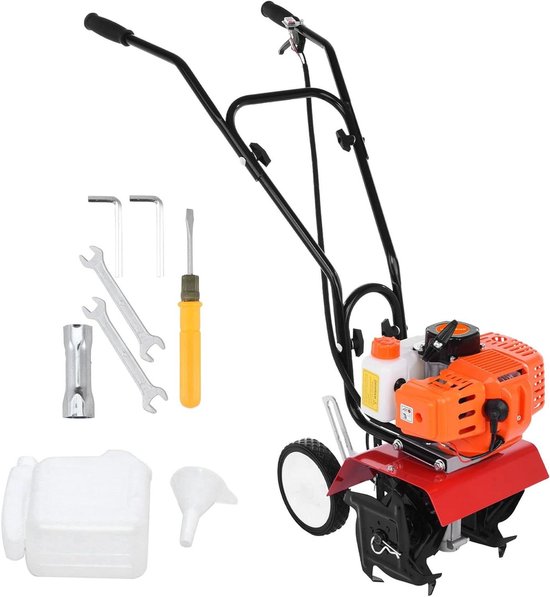 Tuinfrees Motor - Bodemwoeler Grondwoeler - Bodem Bewerken - Krachtige 52cc Motor - 94x82x30 cm - Oranje