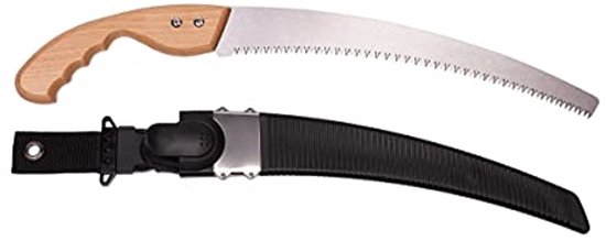 Tuingaas met ergonomisch houten handvat en gebogen zaagblad – ideaal voor takken, heggen en struiken van Merkloos	