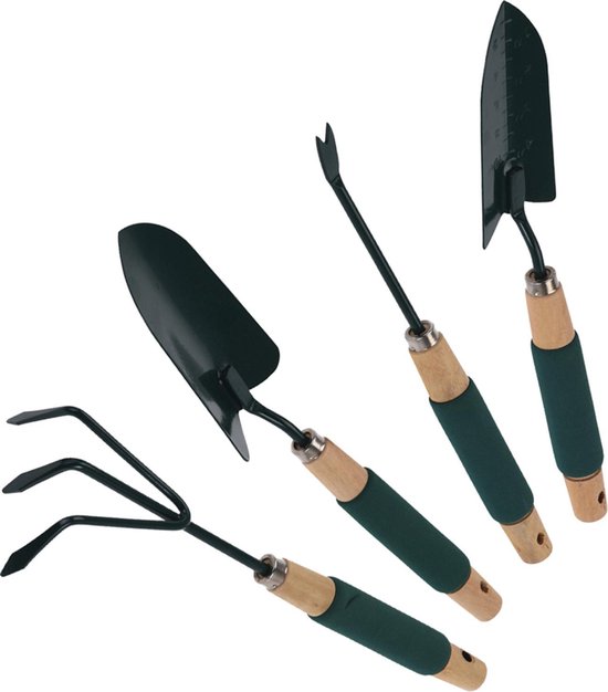 Tuingereedschap - 4 delige set - Fijne zachte handgreep - Duurzaam - Plantschep - Handcultivator - Onkruidsteker - Transplantatie Troffel van T
