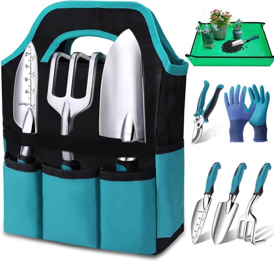 Tuingereedschap, 7-delige tuinset, geschikt voor zowel mannen als vrouwen, handgereedschapset voor de tuin, ideale tuinbenodigdheden, essentiële items, roestvrij, gemaakt van roestvrij staal en aluminiumlegering. van Merkloos	