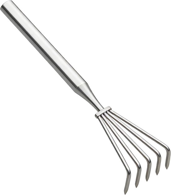 Tuingereedschap Hark - Metaal Cultivator - Grond Losmaken - Lange Steel - 5 Klauwen - Zilver