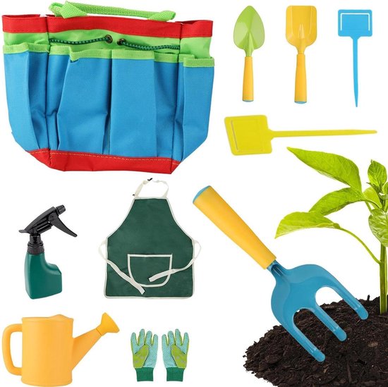 Tuingereedschap Kinderen - Buiten Speelset - Buiten Spelen - Afgeronde Randen - 10 Delig - Gemengde Kleuren
