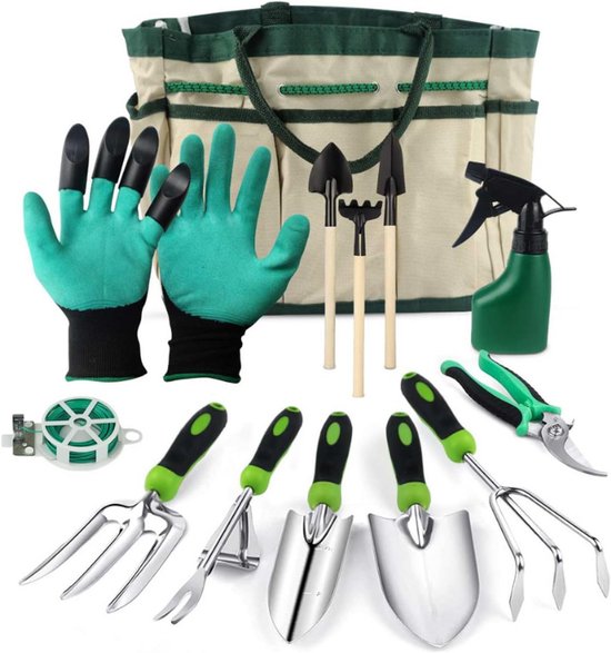Tuingereedschap Met Houders–12-Delige Roestvrijstalen Tuingereedschap Set–Inclusief Stevige Gereedschapstas–Voor Mannen En Vrouwen–Ideaal Tuincadeau van Merkloos	