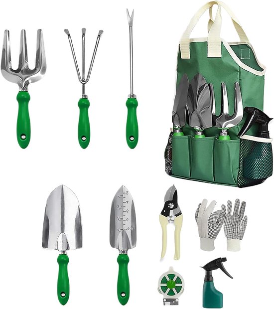 Tuingereedschap Set - 11-delig Tuinonderhoud - Planten en Snoeien - Ergonomische Handgrepen - 32 x 20 x 10 cm