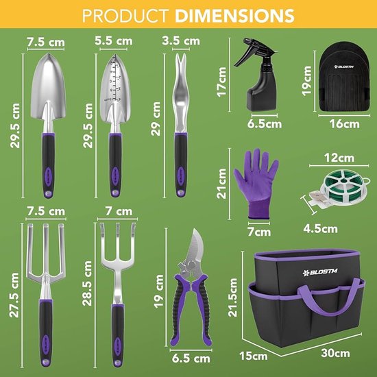 Tuingereedschap Set 11 Stuks Paars - Roestvrij Staal van Merkloos	
