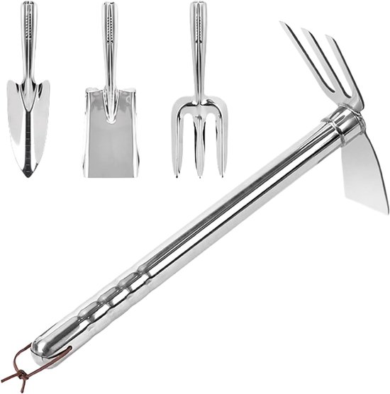 Tuingereedschap Set - Bodem Bewerken - Tuinonderhoud - Ergonomische Handgreep - 40 cm Lengte - Zilver