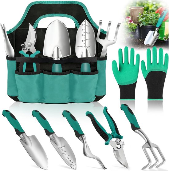 Tuingereedschap Set - Complete Tuinset met Handgereedschap - Inclusief Schep, Hark & Snoeischaar - Ergonomisch & Duurzaam - Ideaal voor Tuin, Balkon & Cadeau van Tuingereedschap.
