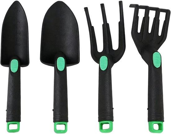 Tuingereedschap Set - Handgereedschap Buiten - Grond Bewerken - Ergonomische Handgrepen - 4-delig - Zwart