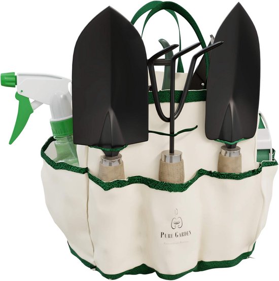 Tuingereedschap Set - Handgereedschap Kit - Planten Verzorgen - Compleet met Tas - 8 Delig - Beige