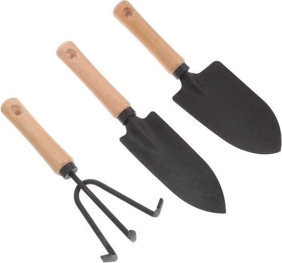 Tuingereedschap Set - Handgereedschap - Planten Verzorgen - Houten Handvat - 3 Delig - Gemengde Kleur