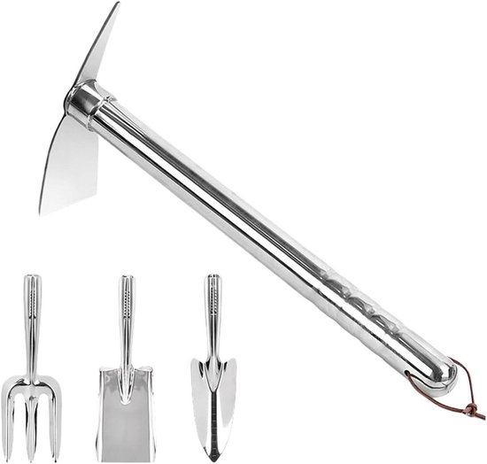 Tuingereedschap Set - Handgereedschap Tuin - Bodem Bewerken - Ergonomische Handvatten - 40 cm - Zilver