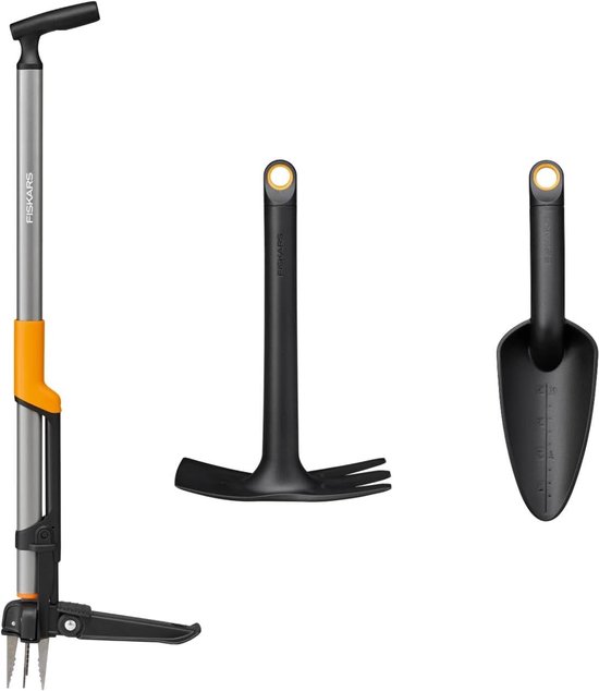 Tuingereedschap Set - Handgereedschap Tuin - Onkruid Verwijderen - Ergonomisch Ontwerp - 113 cm Lengte - Zwart/Oranje