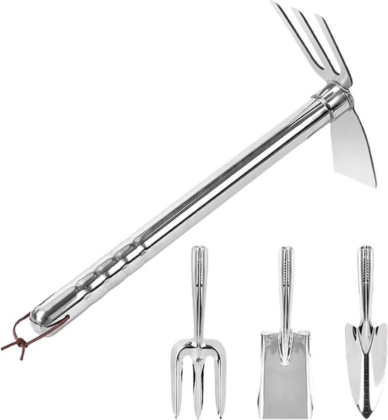 Tuingereedschap Set - Handgereedschap Tuin - Planten en Graven - Roestvrij Staal - 40 cm Lengte - Zilver
