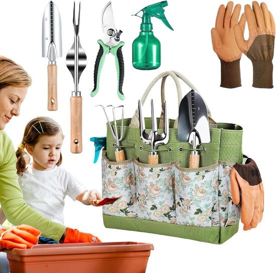 Tuingereedschap Set - Handgereedschap Tuin - Planten en Snoeien - Comfortabele Houten Handvatten - 32 x 20 x 10 cm
