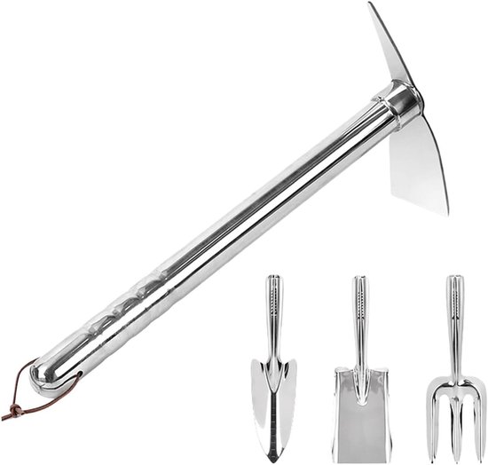 Tuingereedschap Set - Handgereedschap Tuin - Planten en Snoeien - Roestvrij Staal - 4 Delig - Zilver