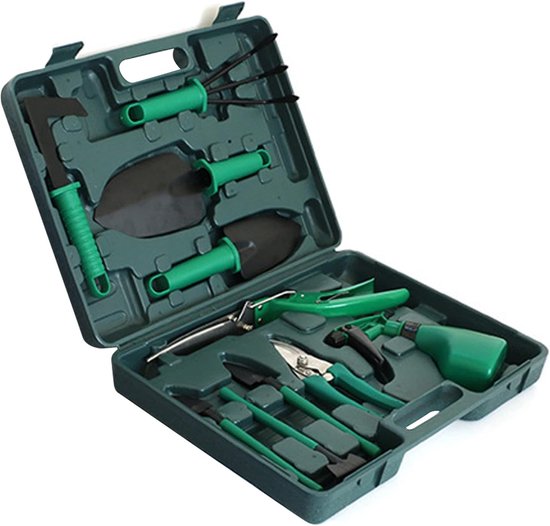 Tuingereedschap Set - Handgereedschap Tuin - Planten Snoeien - Corrosiebestendig Metaal - 10 Delig - Groen