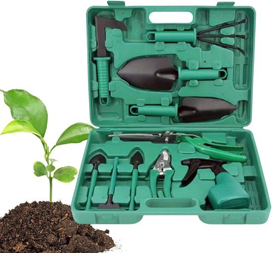 Tuingereedschap Set - Handgereedschap Tuin - Planten Verzorgen - Ergonomische Handgreep - 10-delige set - Grijs