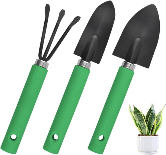Tuingereedschap Set - Handgereedschap Tuin - Planten Verzorgen - Roestvrij Staal - 3 Delig - Groen