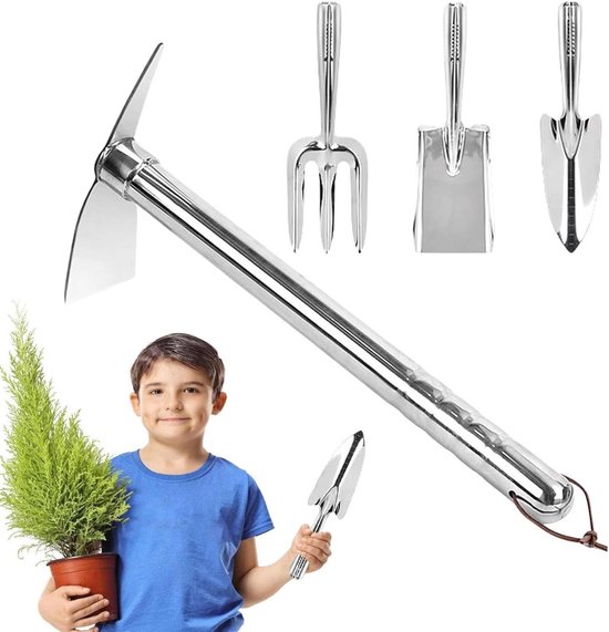 Tuingereedschap Set - Handschoffel en Schep - Bodem Bewerken - Roestvrij Staal - 40 cm - Zilver van Tuingereedschap.