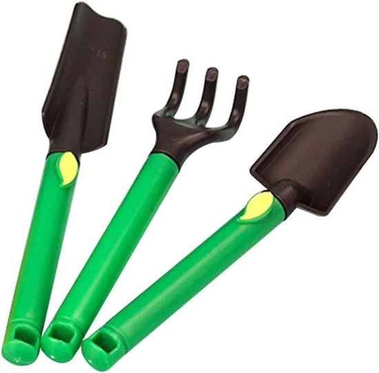 Tuingereedschap Set - Hark en Schoppen - Bloemen Planten - Speciaal voor kinderen - 3 Delig - Groen