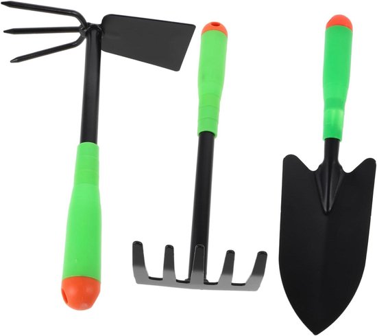Tuingereedschap Set - Metalen Scheppen - Tuinieren Buiten - Kindvriendelijk Ontwerp - 31 cm Lengte - Zwart