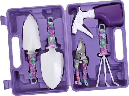 Tuingereedschap Set - Planten Verzorging - Potplanten Onderhoud - Compleet 5-delig - 24.5 cm Lengte - Paars