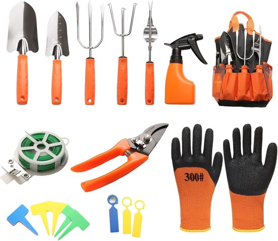 Tuingereedschap Set - RVS Tuingereedschap - Tuinieren & Snoeien - Compleet Met Tas - 24 x 12 x 35 cm