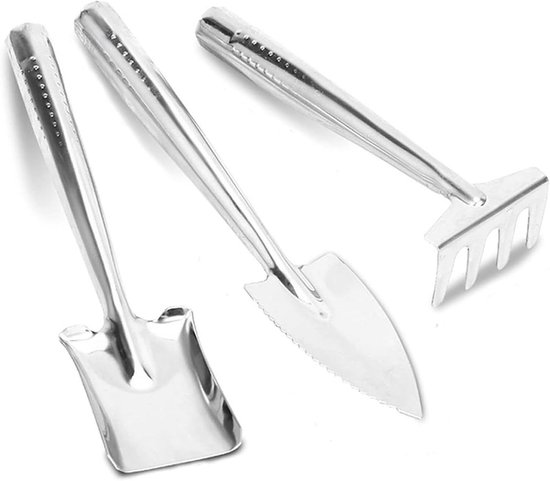 Tuingereedschap Set - Schep en Hark - Planten Verpotten - Aluminiumlegering - 3 Stuks - Zilver