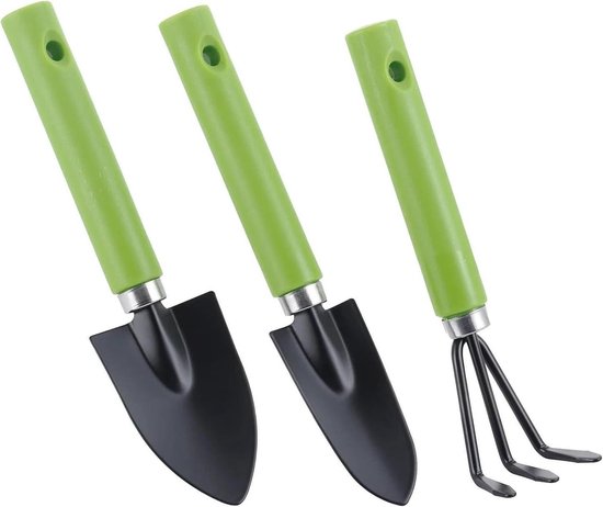 Tuingereedschap Set - Schep Troffel Hark - Planten en Verplanten - Ergonomische Handgrepen - 30 x 10 cm - Metaal
