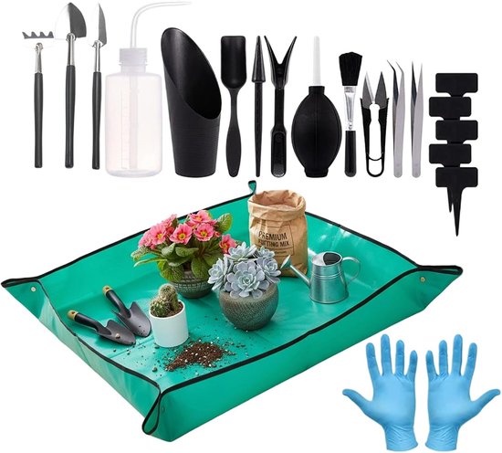 Tuingereedschap Set - Tuin Handgereedschap - Efficiënt Tuinieren - Waterdichte Vloermat - 100x100cm Mat - Zwart Blauw van Tuingereedschap.