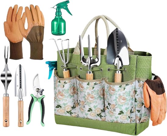 Tuingereedschap Set - Tuinbenodigdheden Handgereedschap - Planten en Snoeien - Comfortabele Houten Handvatten - 32 x 20 x 10 cm