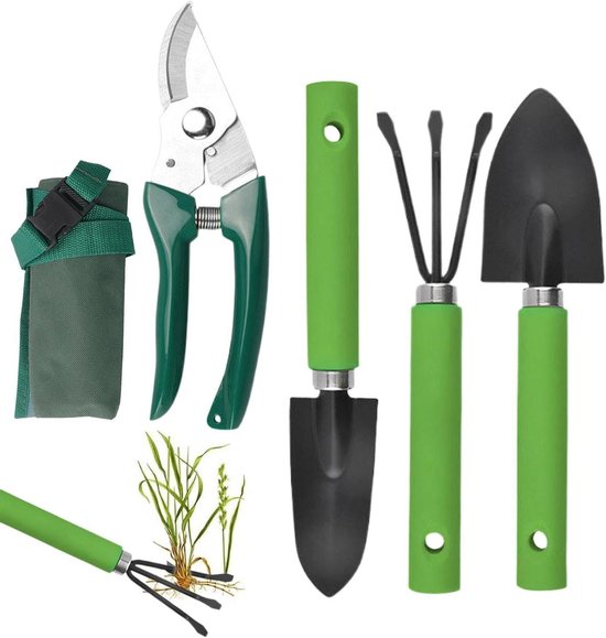 Tuingereedschap Set - Tuinbenodigdheden Handgereedschap - Planten en Snoeien - Ergonomische Handgrepen - 5 Delig - Groen