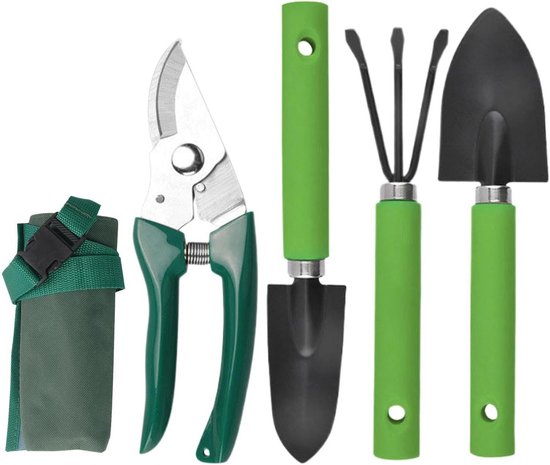 Tuingereedschap Set - Tuinbenodigdheden Tuinaccessoires - Planten en Snoeien - Roestvrij Staal - 5 Delen - Groen