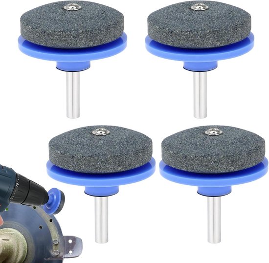 Tuingereedschap Slijper - Grasmaaierslijper - 4 Stuks - Handboormachines - Botte Messen - Geschikt voor Tuinieren - Groen - Handig in Gebruik. van Perel