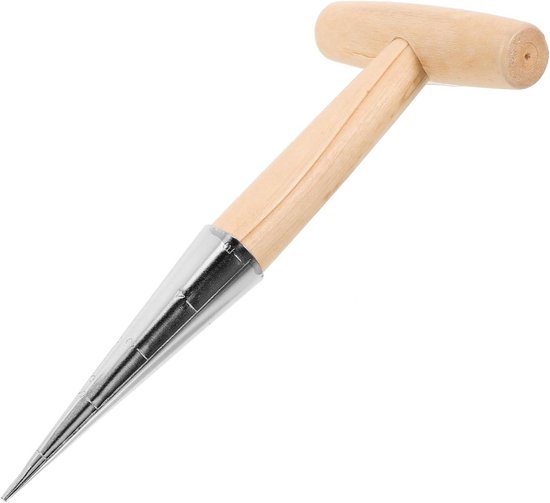 Tuingereedschap T Handgreep - Plantdibber Spitvork - Planten Verplanten - Roestvrij Staal - 26 cm - Beige